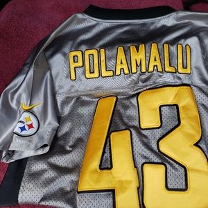 Steelers Football Jersey Size 48 Rare Silver Alternative Troy Polamalu #43
